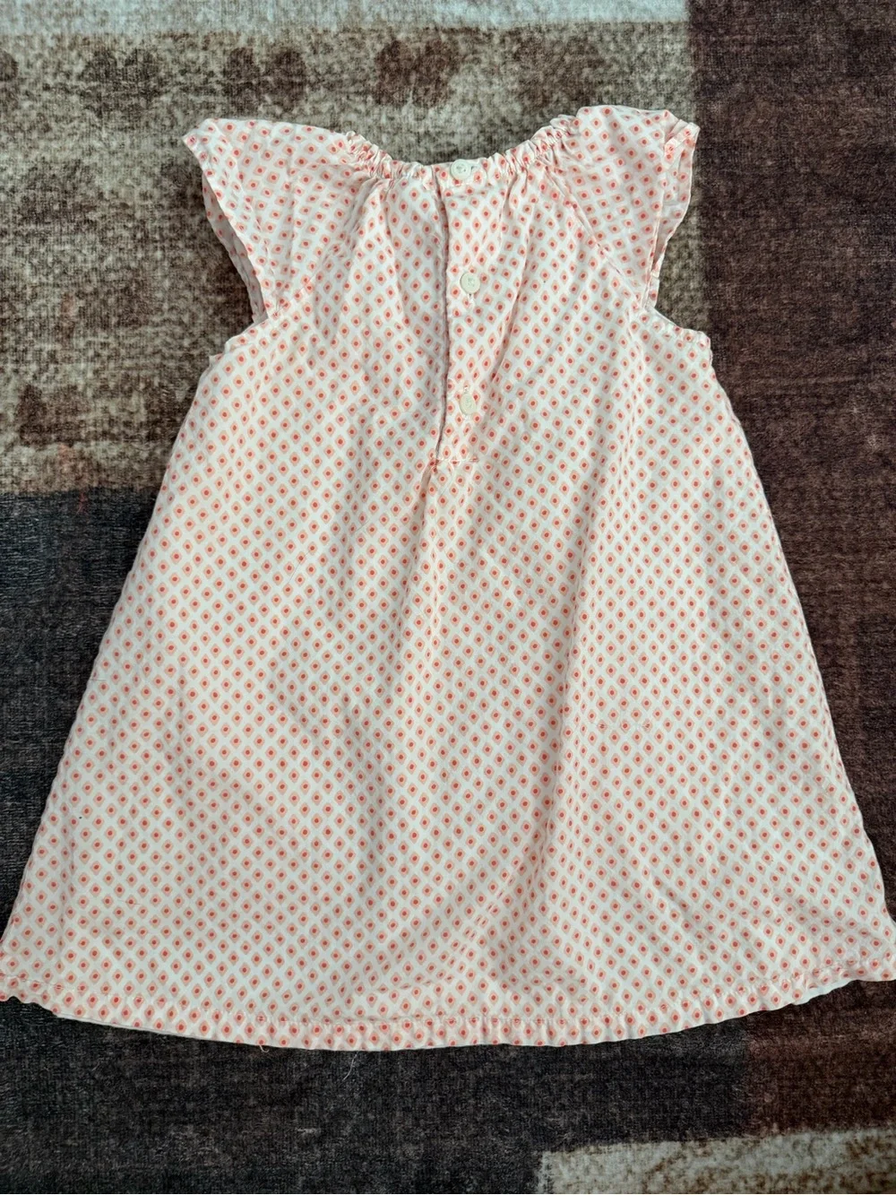 Carter's Pink and White Printed Cotton Dress with Bow Accent